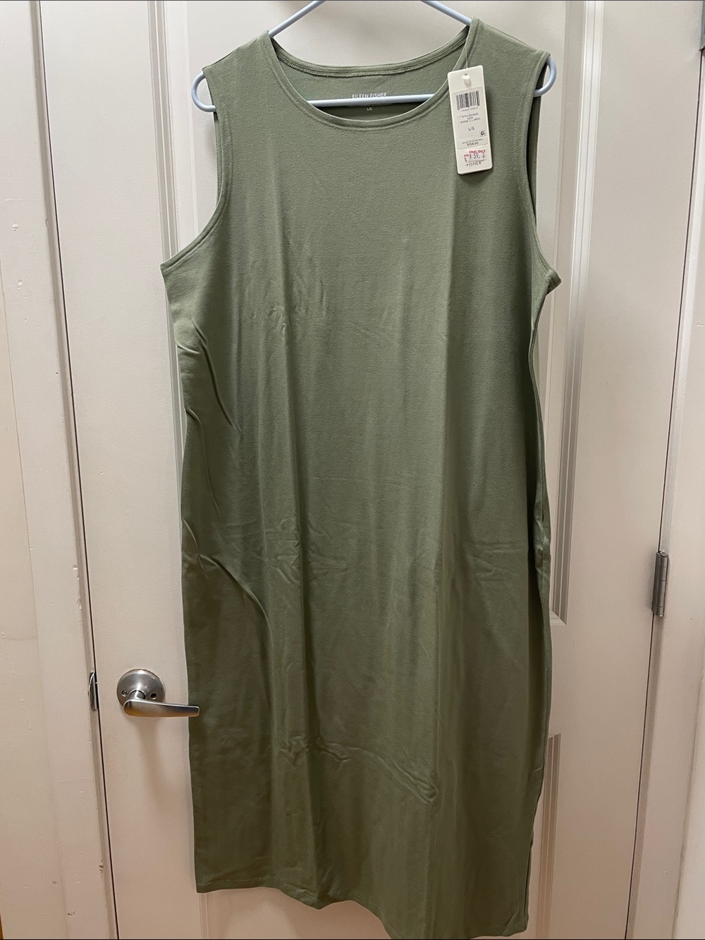 Eileen Fisher Olive Sleeveless Midi Dress
